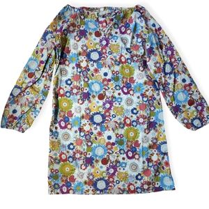 Sailor Rose Floral Organic Cotton Shift Dress Handsewn USA Liberty Fabrics XL